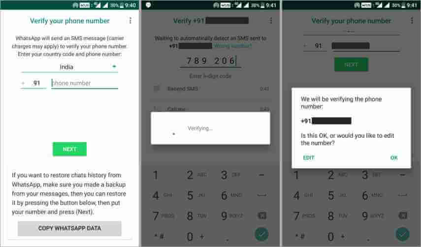 verify mobile number in yo whatsapp