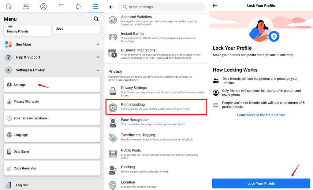 lock fb profile process