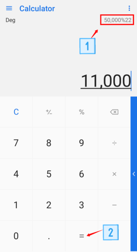 Calculate percentage in calculator