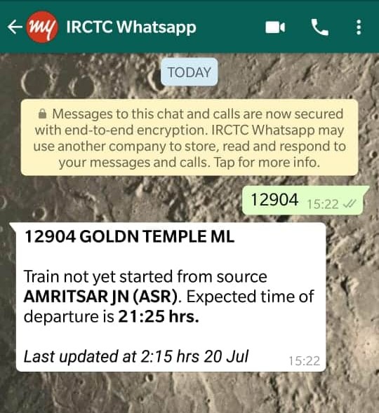 pnr status on whatsapp