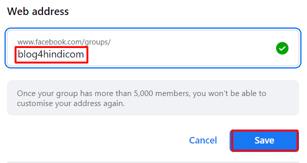 save custom group web address