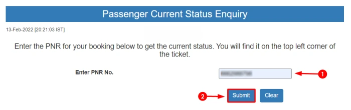 Enter your 10-digit PNR number. 
